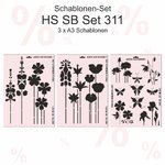 3teiliges Schablonen Set - Blüten Motive Frühling - DIN A3