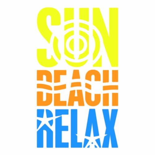 Foliendesign - Sun Beach Relax - Neon Blau, Neon Gelb, Neon Pink