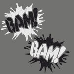 Foliendesign - Comic "BAM" - Weiß Glitter und Schwarz Glitter
