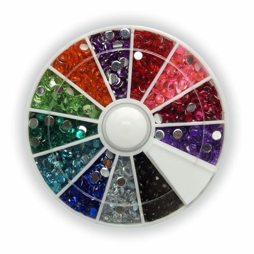 mixed - Rund - Kristalle facettiert zum Kleben - 12 Farben