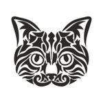 Foliendesign - Katzenkopf Tattoo Style - Schwarz